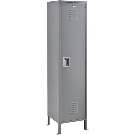 GLOBAL INDUSTRIAL 1-Tier 1 Door Locker, 18Wx18Dx72H, Gray, Unassembled 493657GY